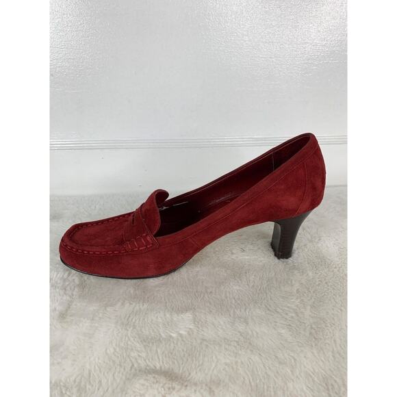 AK Anne Klein Iflex Womens Red Suede Loafers heels Size 9.5M - Picture 6 of 9